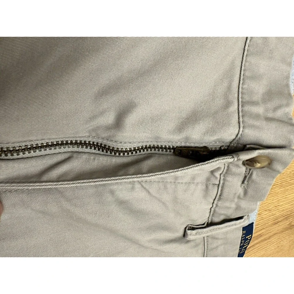 Polo Ralph Lauren Pants Mens 38x32 Gray Stretch Slim Fit Dress Chinos Flat Front